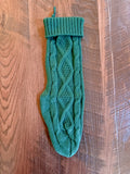 18 inch green cable knit Christmas stocking
