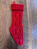 Wooden Tag Cable Knit Christmas Stocking
